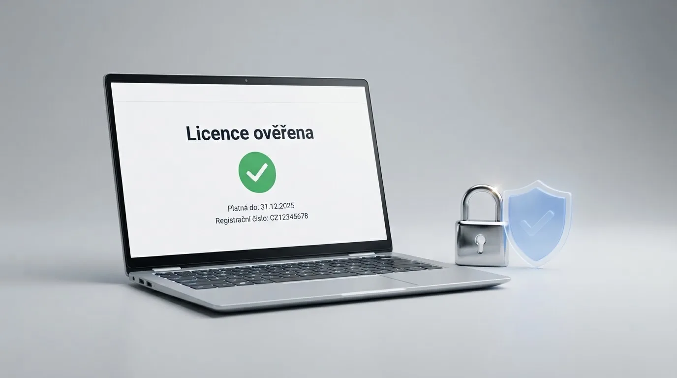 Detail obrazovky s veřejným rejstříkem MF ČR, vedle něj ikony SSL zámku, RVO a dokumentu s ochranou osobních údajů