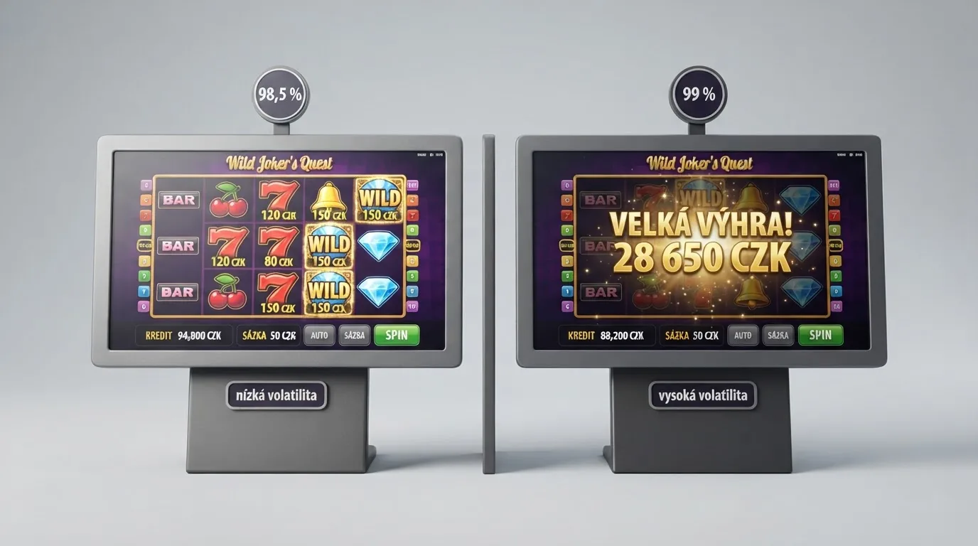 Grafické znázornění vztahu mezi RTP a volatilitou u online automatů
