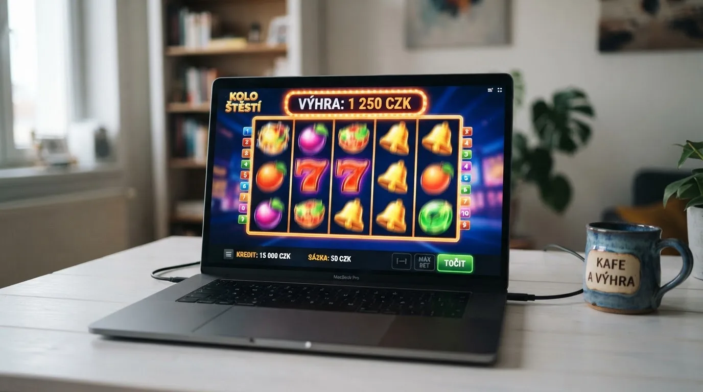 Výherní automat v online casinu s viditelnou sázkovou lištou a herním polem